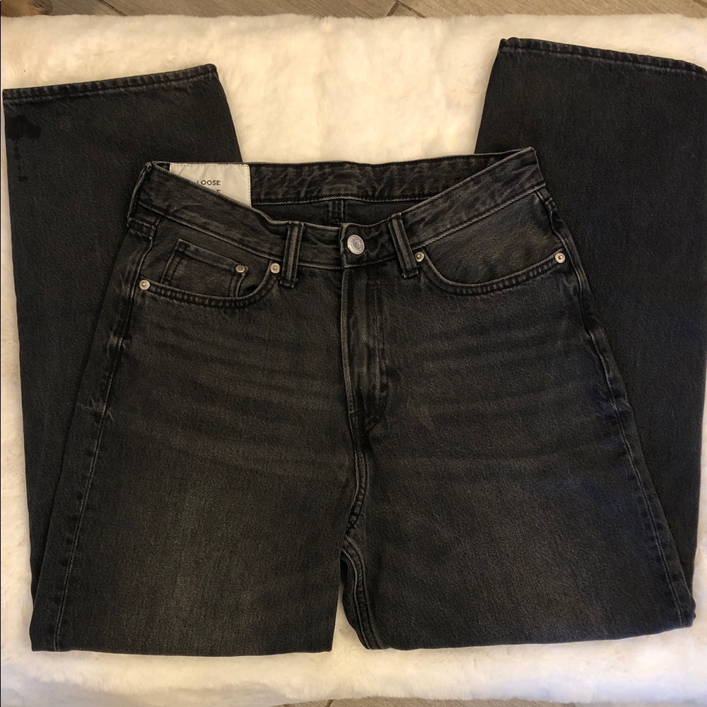 H&M Men's Washed Black Loose Ampule Relaxed Jeans Size 28